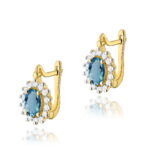 Cercei Aur 14K cu Topaz London Blue 1.00 ct si Diamante 0.24 ct.