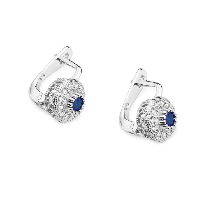 Cercei Aur 14K cu Safir 0.30 ct si Diamante 0.20 ct - Imagine 5