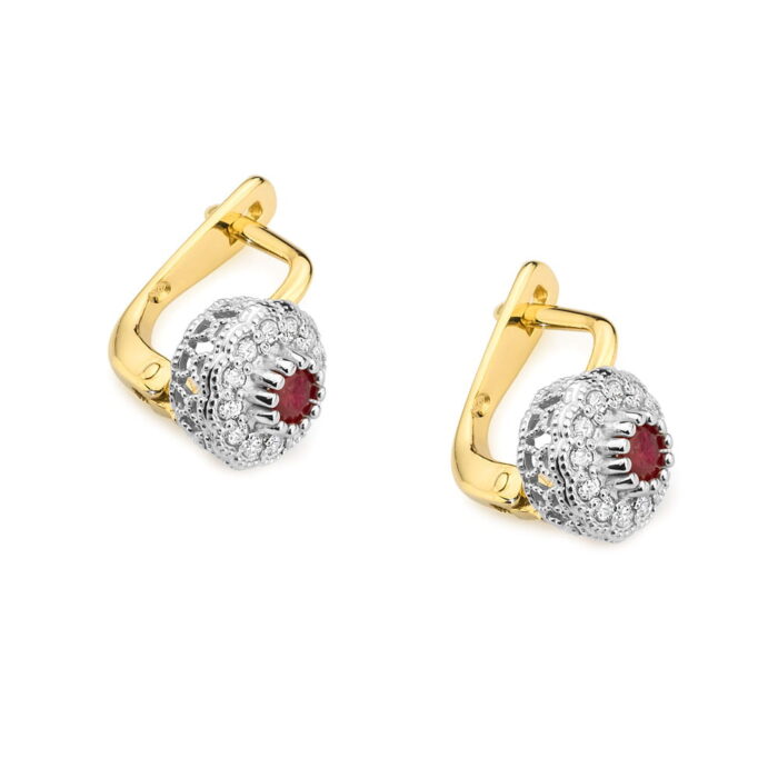 Cercei Aur 14K cu Rubin 0.30 ct si Diamante 0.20 ct - Imagine 2