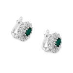 Cercei Aur 14K cu Smarald 0.80 ct si Diamante Naturale 0.20 ct - Imagine 3