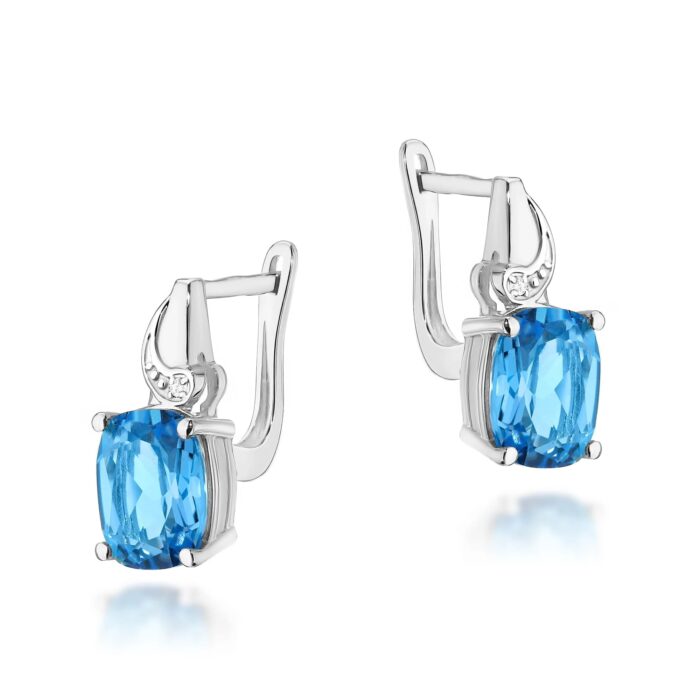 Cercei Aur 14K cu Topaz 4.80 ct si Diamante 0.01 ct - Imagine 4