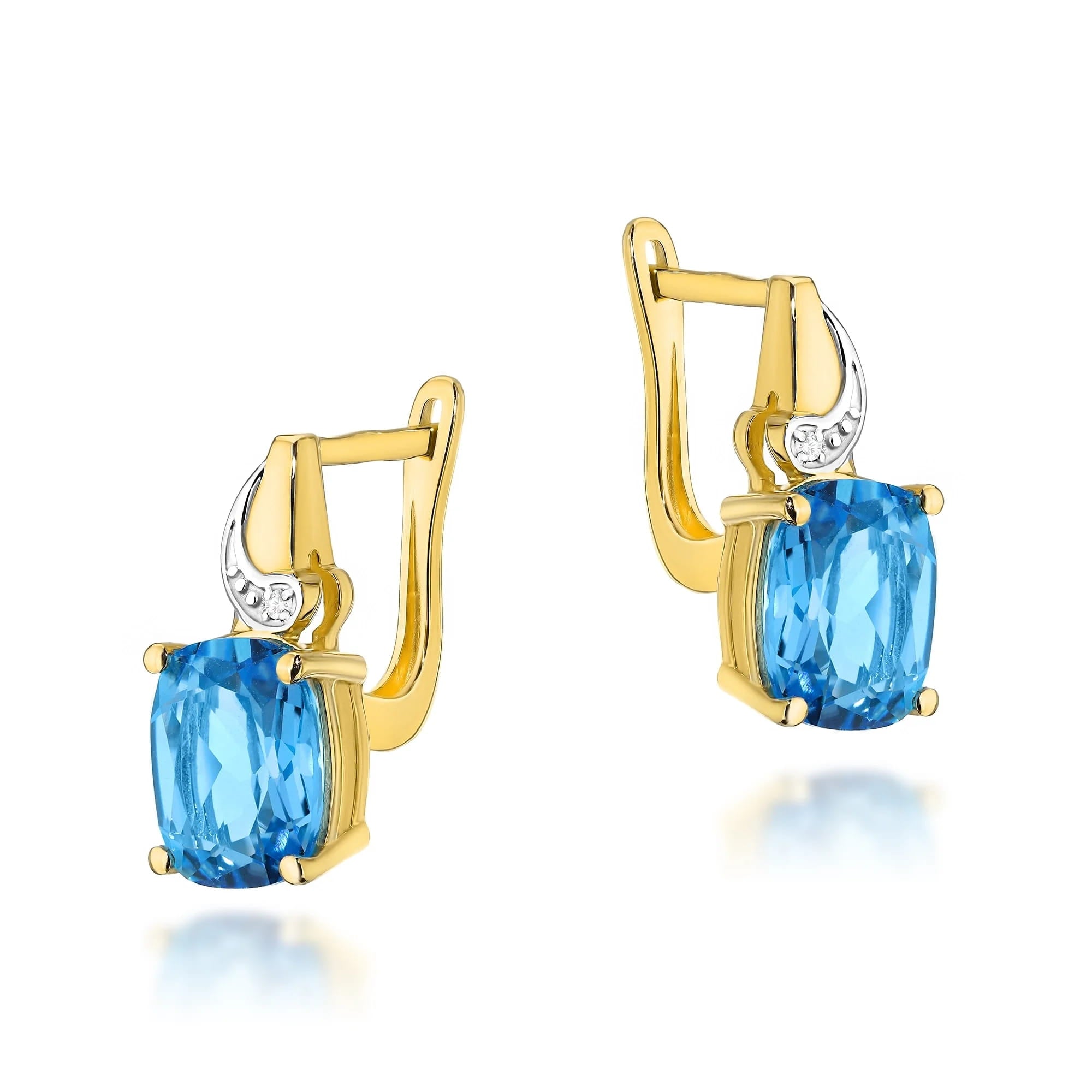 KO400-Z-585-T4.80_1.jpg Cercei Aur 14K cu Topaz 4.80 ct si Diamante 0.01 ct - Imagine 1