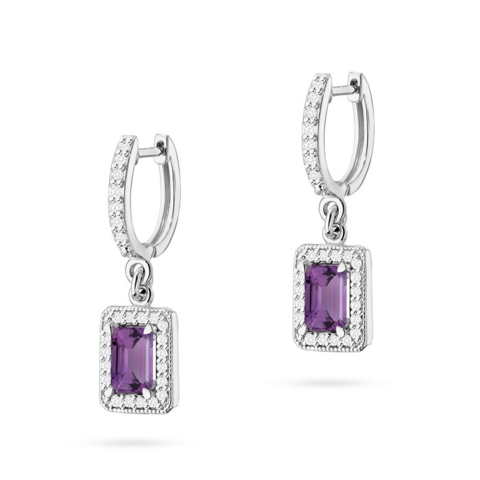 Cercei Aur 14K cu Ametist 1.00 ct si Diamante 0.34 ct. - Imagine 3