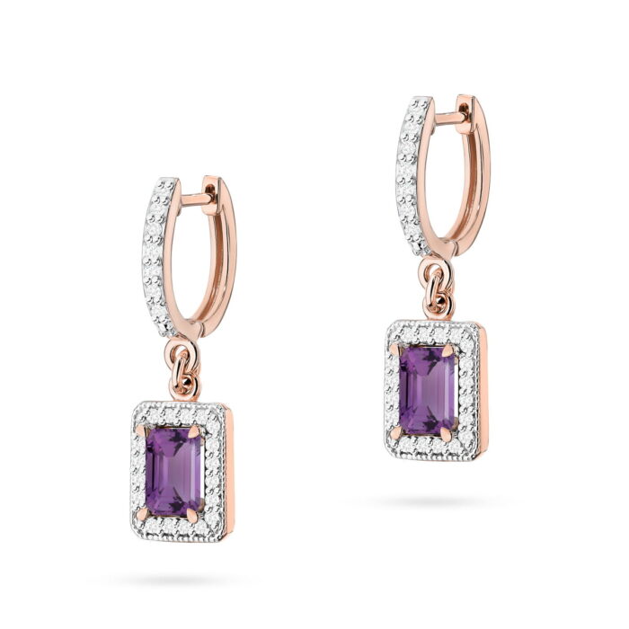 Cercei Aur 14K cu Ametist 1.00 ct si Diamante 0.34 ct. - Imagine 5