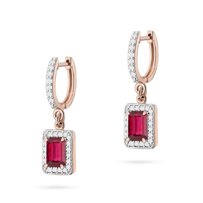 Cercei Aur 14K cu Rubin 1.60 ct si Diamante 0.34 ct. - Imagine 5