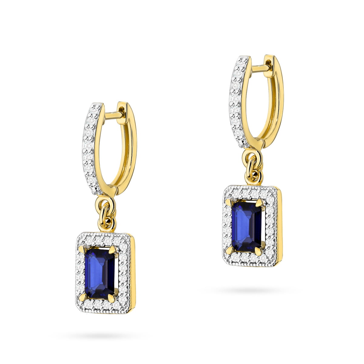 KO422-Z-585-S1.20_1.jpg Cercei Aur 14K cu Safir 1.20 ct si Diamante 0.34 ct. - Imagine 1
