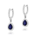Cercei Aur 14K cu Safir 1.20 ct si Diamante  Naturale 0.26 ct - Imagine 4