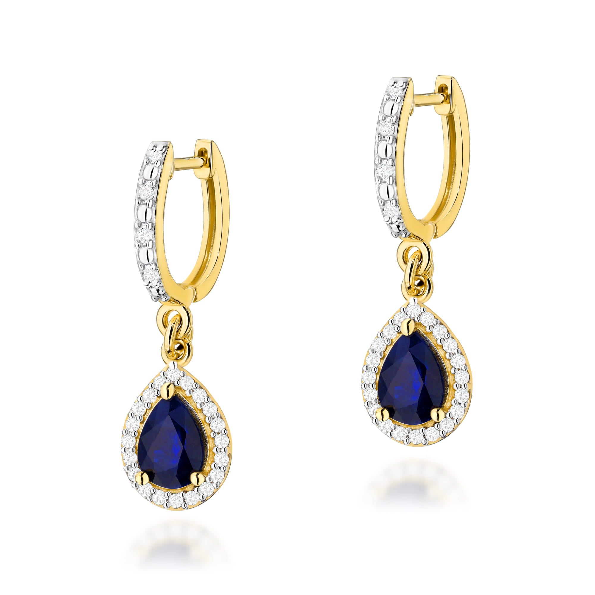 KO455-Z-585-S1.20_1.jpg Cercei Aur 14K cu Safir 1.20 ct si Diamante Naturale 0.26 ct - Imagine 1