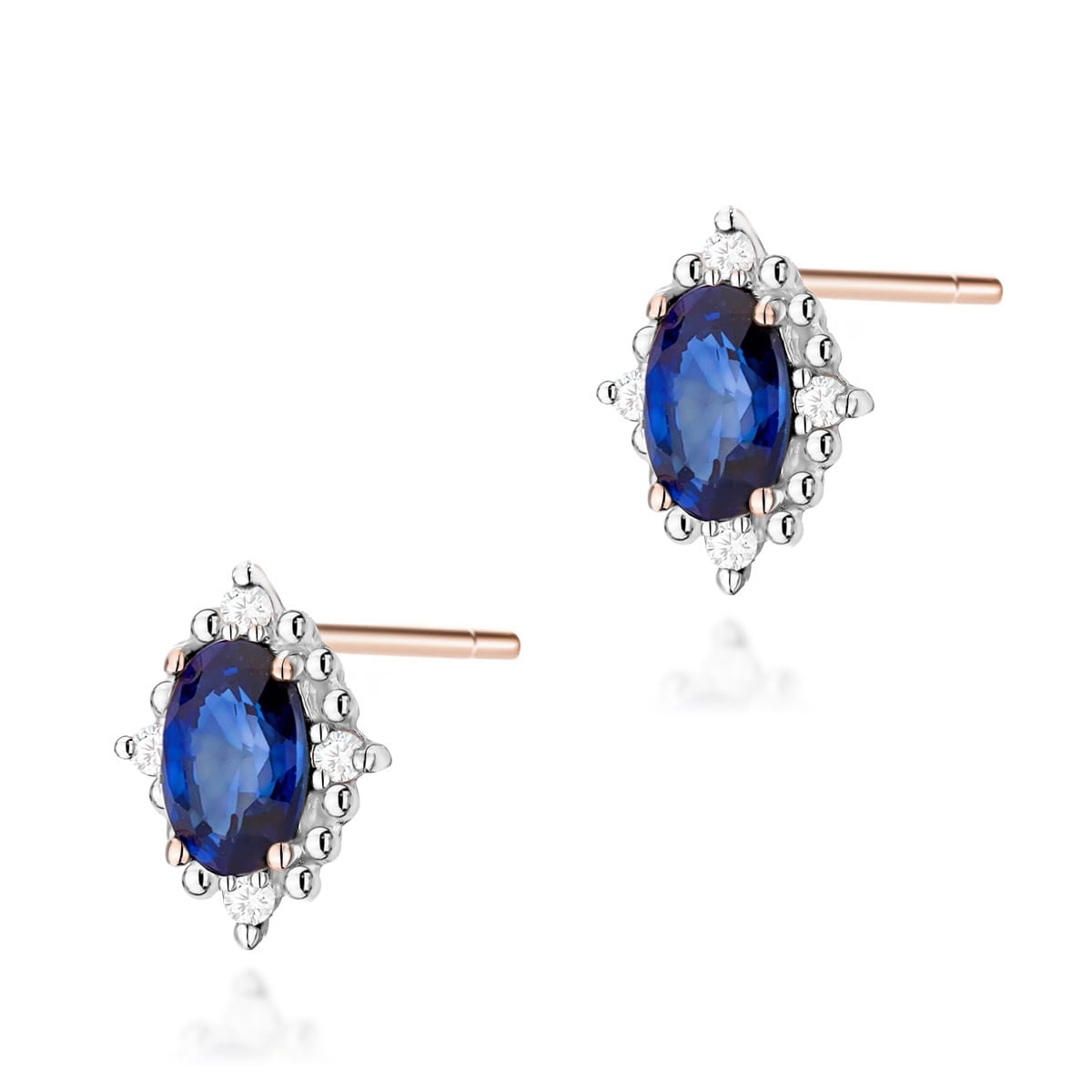 KO512-R-585-S0.60_1.jpg Cercei Aur 14k cu Safir 0.60 ct si Diamante 0.04 ct. - Imagine 1