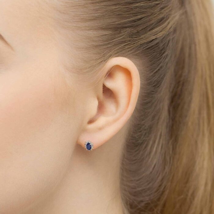 Cercei Aur 14k cu Safir 0.60 ct si Diamante 0.04 ct. - Imagine 4