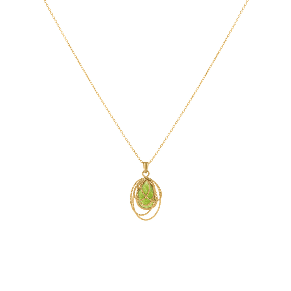Lantisor-din-aur-galben-cu-piatra-verde-si-design-oval.png Lănțișor din aur galben cu agat și design oval L247 - Imagine 1