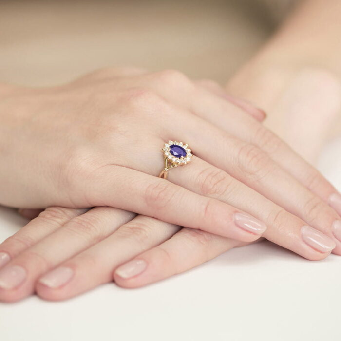 Inel Aur 14K cu Tanzanit 0.40 ct si Diamante 0.28 ct - Imagine 4