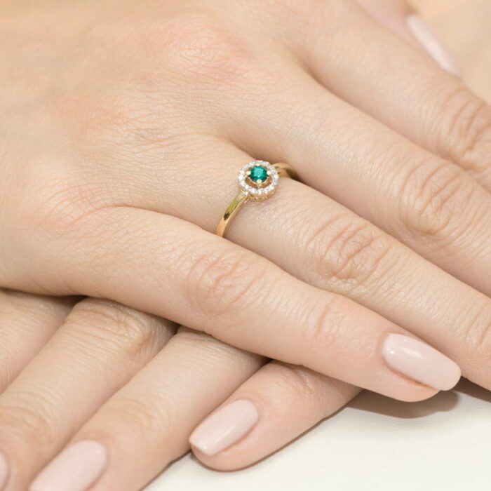 Inel Aur 14K cu Smarald 0.15 ct si Diamante 0.08 ct - Imagine 4