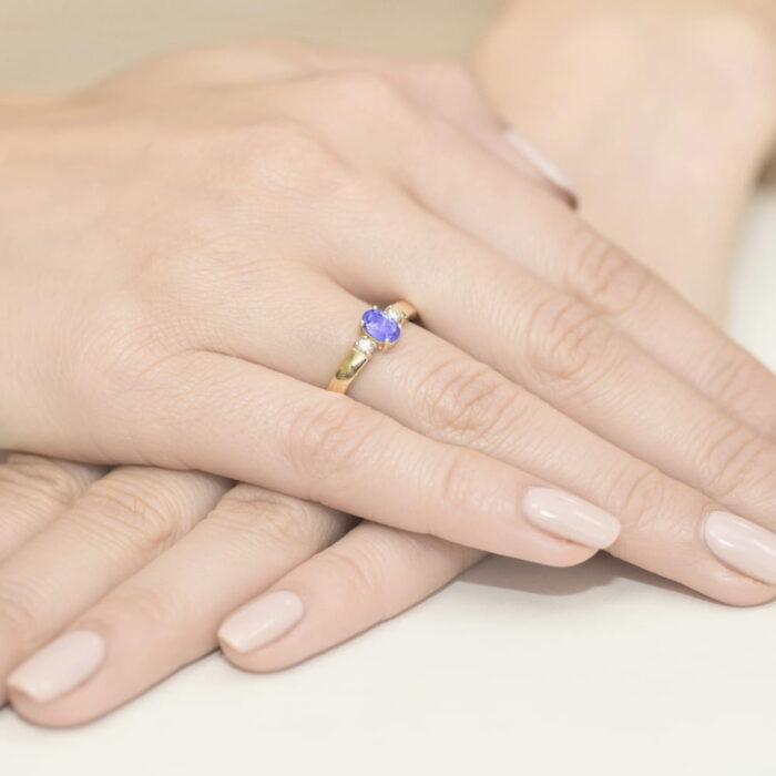 Inel Aur 14K cu Tanzanit 0.40 ct si Diamante 0.08 ct - Imagine 4