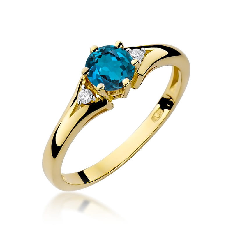 Pierscionek-W-76-topaz-London-Blue.jpg Inel Aur 14K cu Topaz London Blue 0.50 ct si Diamante - Imagine 1