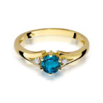 Inel Aur 14K cu Topaz London Blue 0.50 ct si Diamante - Imagine 2