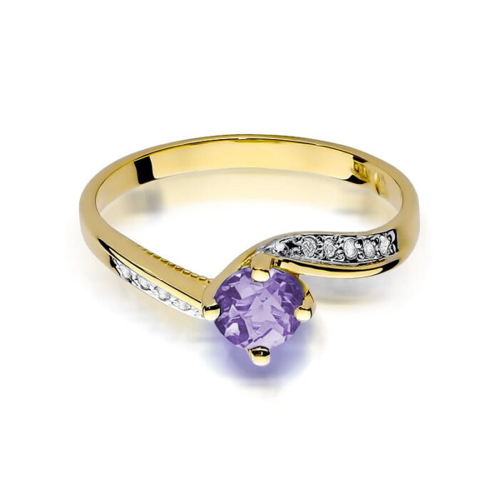 Inel Aur 14K cu Tanzanit 0.50 ct si Diamante 0.05 ct - Imagine 2