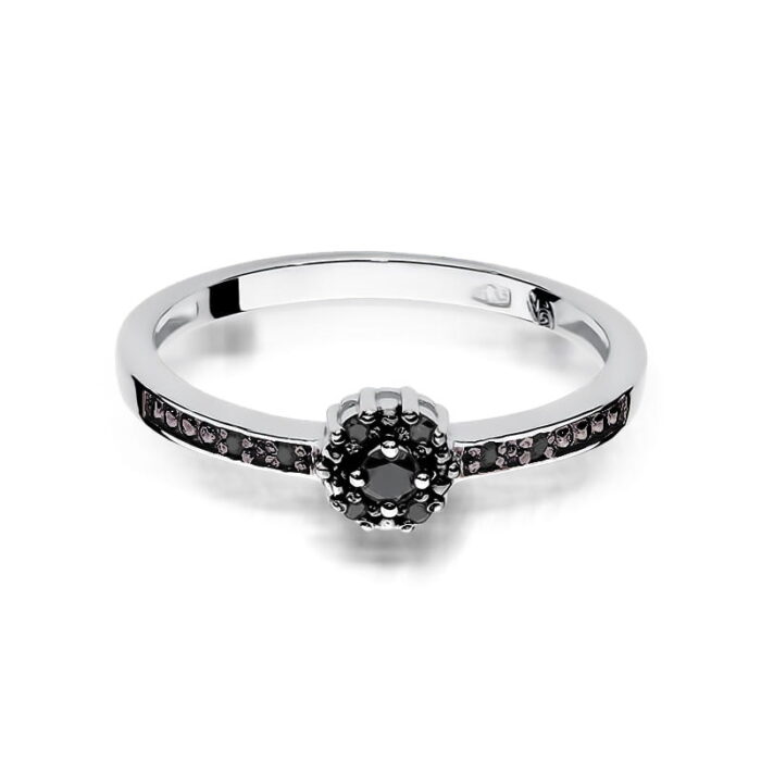 Inel Aur 14k cu Diamante Negre 0.09 ct - Imagine 6
