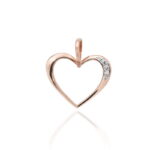 Pandantiv Inima Aur 14K cu Diamant 0.025 ct - Imagine 3