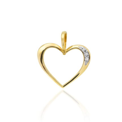 Pandantiv Inima Aur 14K cu Diamant 0.025 ct