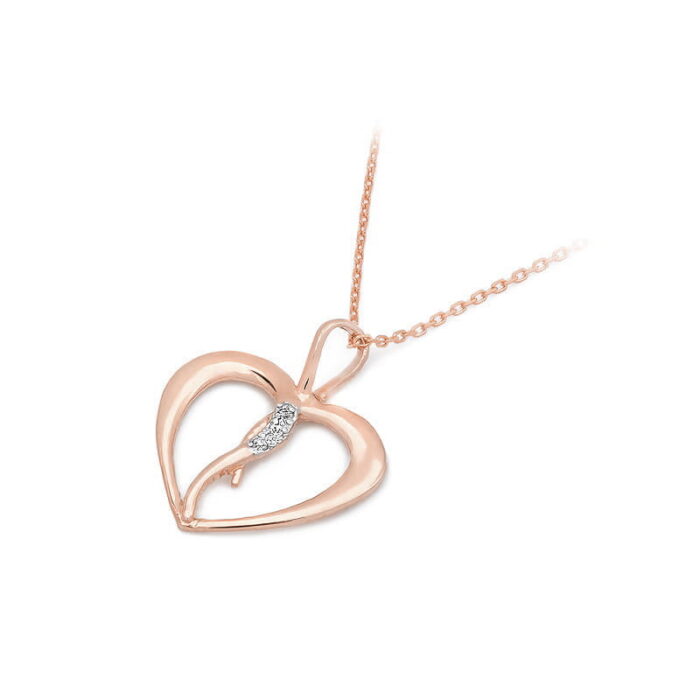 Pandantiv Inima Aur 14K cu Diamante 0.025 ct - Imagine 4