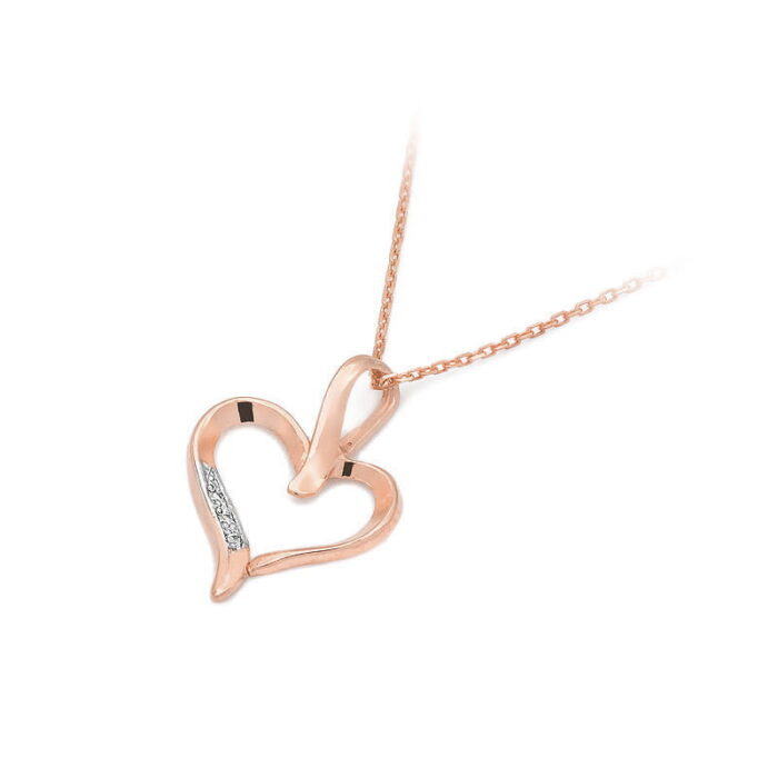 Pandantiv Inima Aur 14K cu Diamante 0.015 ct - Imagine 4
