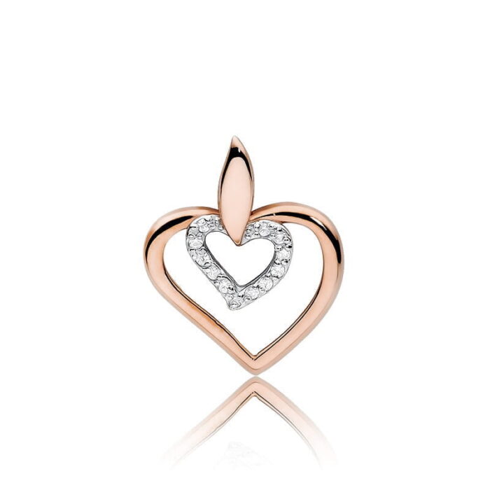 Pandantiv Inima Aur 14K cu Diamante 0.06 ct - Imagine 5