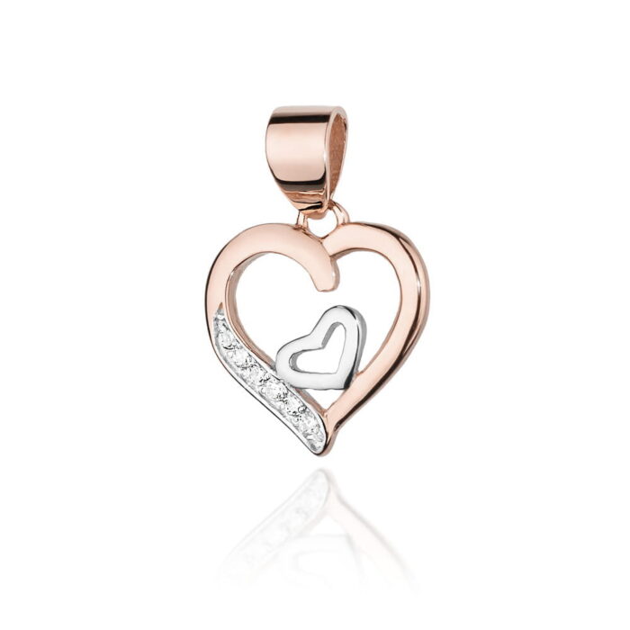 Pandantiv Inima Aur 14K cu Diamante 0.05 ct - Imagine 3