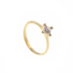 Inel dama cu cristale de zircon albe din aur galben IL0198 - Imagine 2