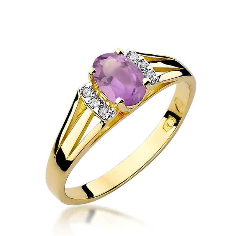 W0005.Z3.AMV_.01_1.jpg Inel Aur 14K cu Ametist 0.40 ct si Diamante Naturale 0.05 ct - Imagine 1