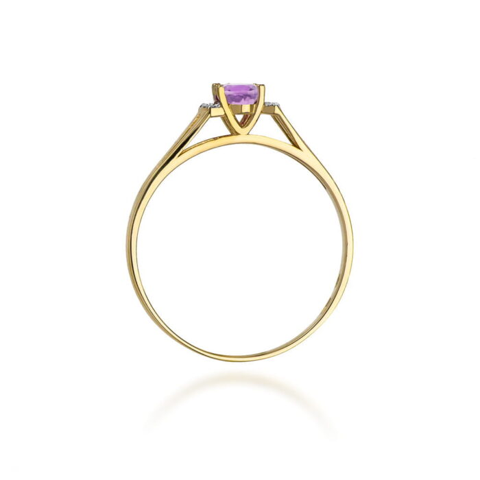 Inel Aur 14K cu Ametist 0.40 ct si Diamante Naturale 0.05 ct - Imagine 3