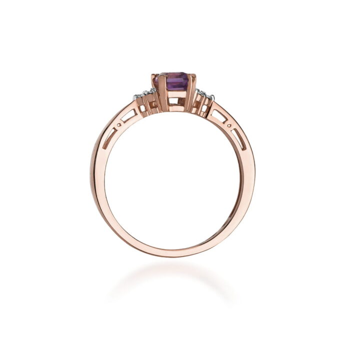 Inel Aur 14K cu Ametist 0.50 ct si Diamante 0.03 ct - Imagine 10