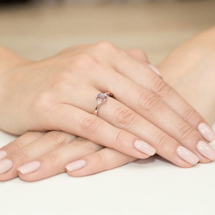 Inel Aur 14K cu Ametist 0.50 ct si Diamante 0.03 ct - Imagine 11