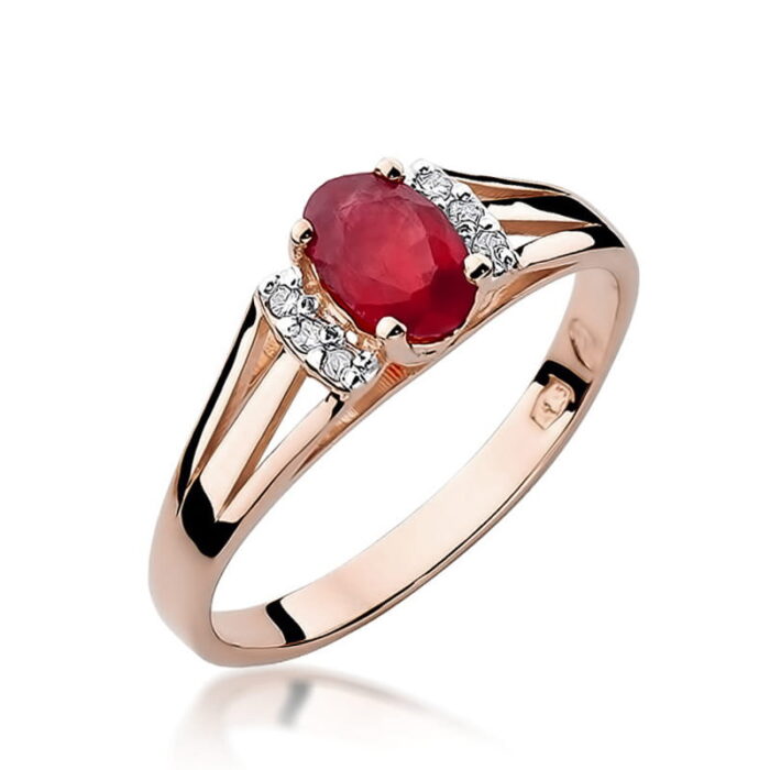 Inel Aur 14K cu Garnet 0.50 ct si Diamante - Imagine 5