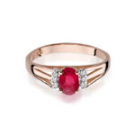 Inel Aur 14K cu Garnet 0.50 ct si Diamante - Imagine 6