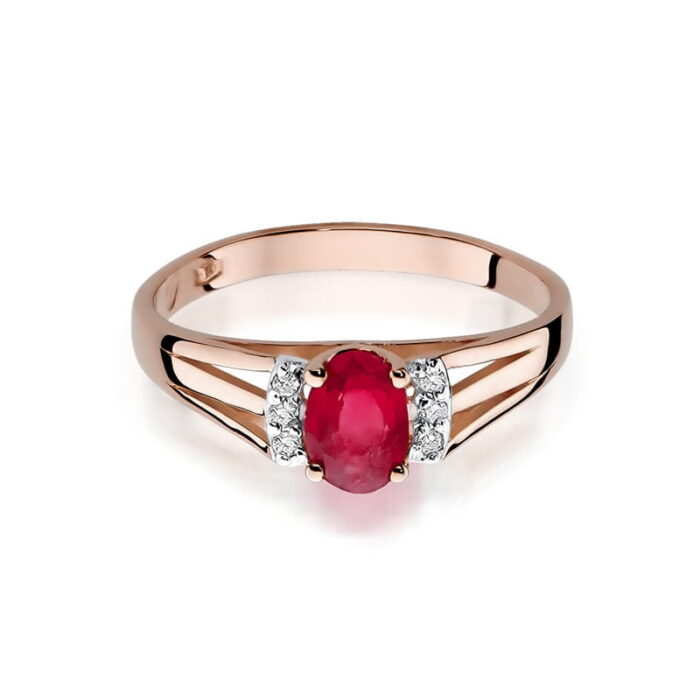Inel Aur 14K cu Garnet 0.50 ct si Diamante - Imagine 6