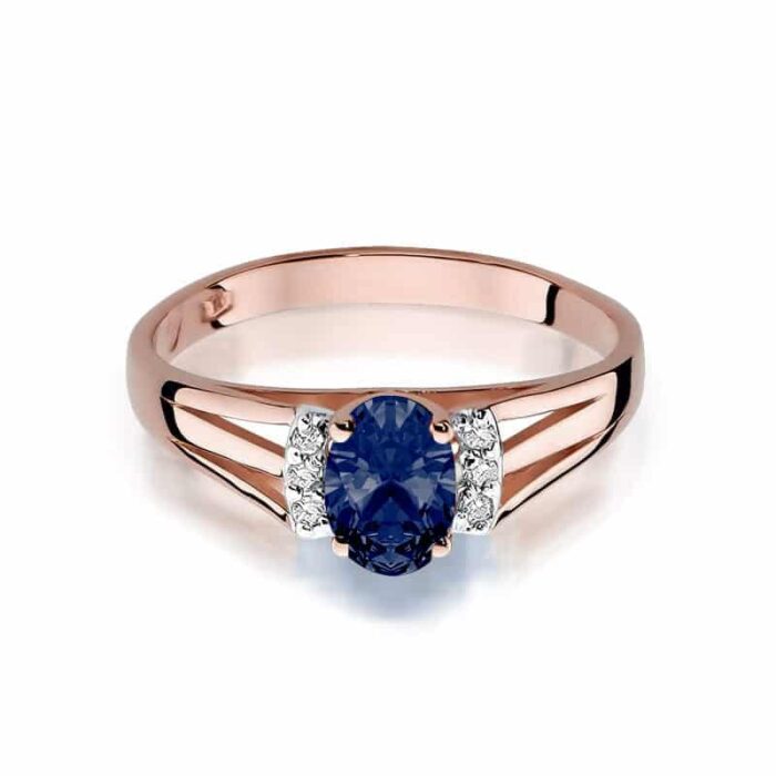 Inel Aur 14K cu Safir 0.70 ct si Diamante 0.05 ct - Imagine 9