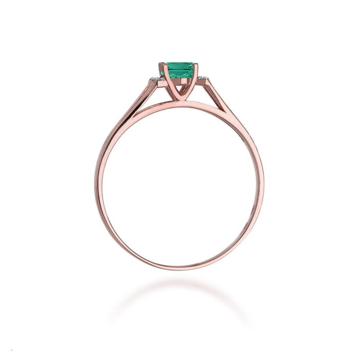 Inel Aur 14K cu Smarald 0.40 ct si Diamante 0.05 ct - Imagine 10