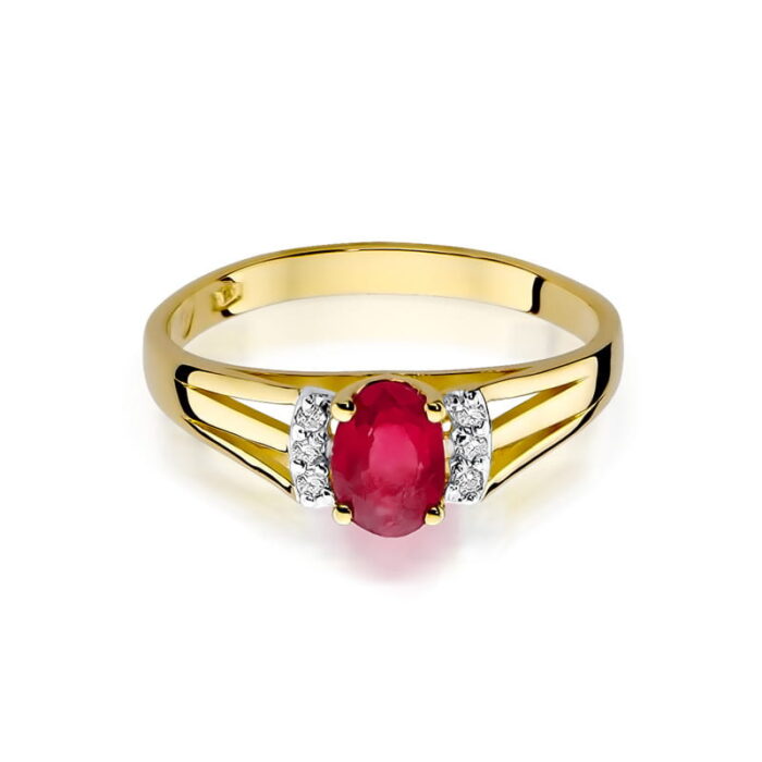 Inel Aur 14K cu Garnet 0.50 ct si Diamante - Imagine 2