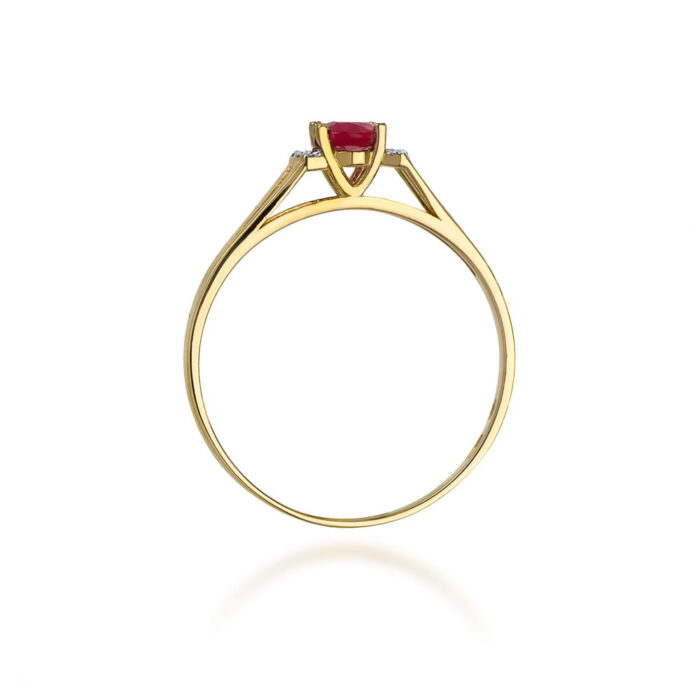 Inel Aur 14K cu Garnet 0.50 ct si Diamante - Imagine 3