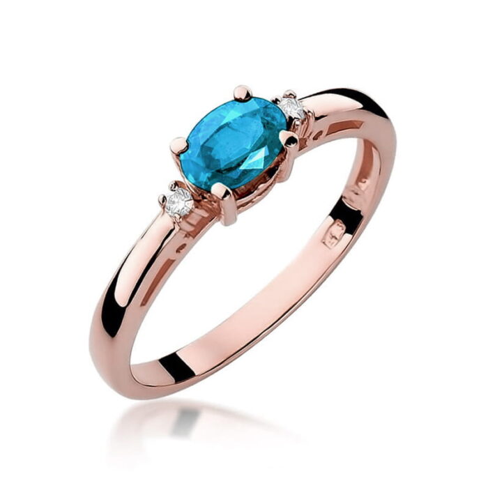 Inel Aur 14K cu Topaz 0.50 ct si Diamante 0.03 ct - Imagine 8