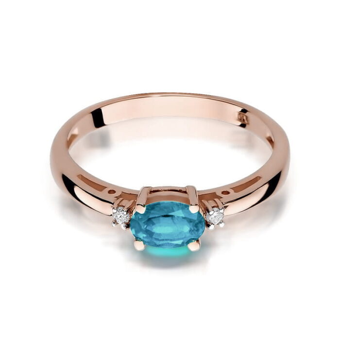 Inel Aur 14K cu Topaz 0.50 ct si Diamante 0.03 ct - Imagine 9