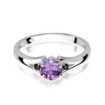 Inel Aur 14K cu Ametist 0.50 ct si Diamante Negre 0.029 ct - Imagine 4