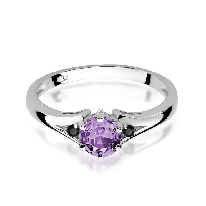 Inel Aur 14K cu Ametist 0.50 ct si Diamante Negre 0.029 ct - Imagine 4