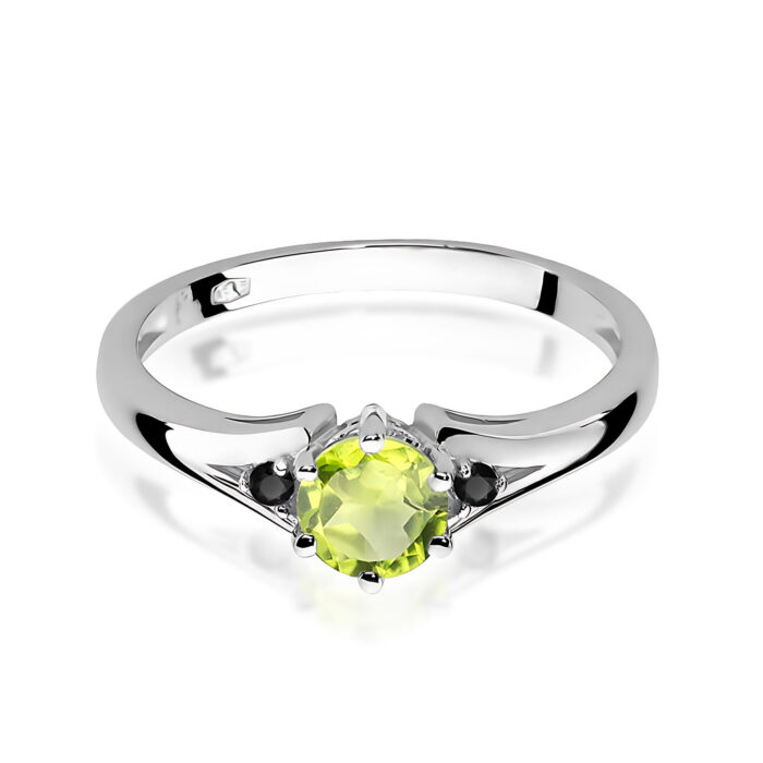 Inel Aur 14K cu Peridot 0.60 ct si Diamante Negre 0.029 ct - Imagine 5
