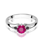 Inel Aur 14K cu Rodolit 0.60 ct si Diamante Negre 0.029 ct - Imagine 5