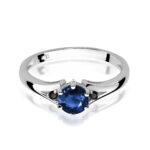Inel Aur 14k cu Safir 0.50 ct si Diamante Negre 0.029 ct - Imagine 5