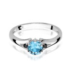 Inel Aur 14k cu Topaz Albastru 0.50 ct si  Diamante Negre 0.029 ct - Imagine 5