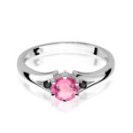 Inel Aur 14K cu Topaz Roz 0.60 ct si Diamante Negre 0.029 ct - Imagine 5