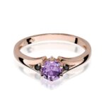 Inel Aur 14K cu Ametist 0.50 ct si Diamante Negre 0.029 ct - Imagine 8